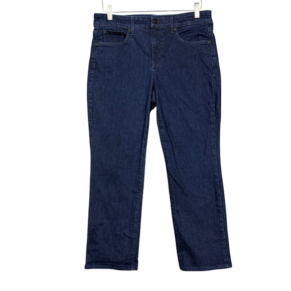 NYDJ Jeans Womens 10P Petite Blue Marilyn Straight Leg Dark Wash Denim Lift Tuck - Picture 1 of 15